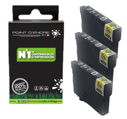 603XL - Etoile de mer - 3 X NOIR - Grande capacité de Marque Francaise POINT D'ENCRE Pour imprimante compatible EPSON (cee)