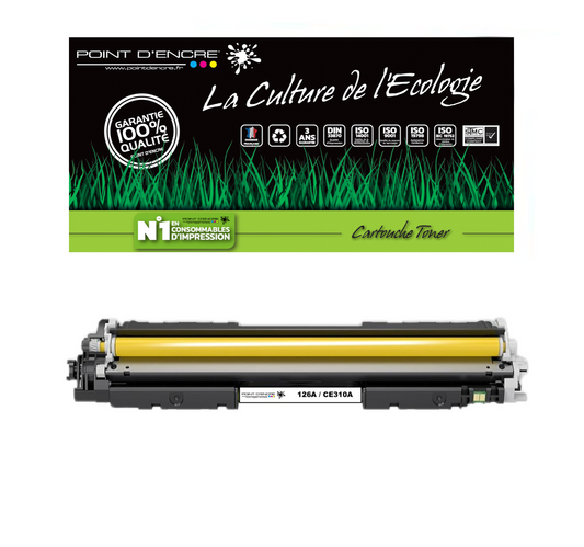 126A / CE310A - JAUNE - Grande capacité Marque Francaise POINT D'ENCRE pour Imprimantes compatibles HP (clhp)