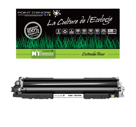 126A / CE310A - NOIR - Grande capacité Marque Francaise POINT D'ENCRE pour Imprimantes compatibles HP (clhp)