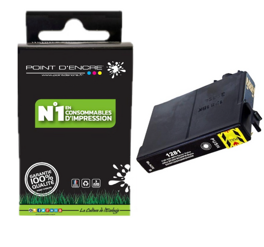 T1281 - Renard - NOIR - Grande capacité de Marque Française POINT D'ENCRE Pour imprimante compatible EPSON (cee)