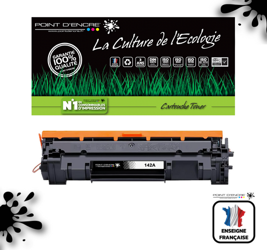 142A / W1420A - ABONNEMENT - NOIR - Grande capacité Marque Francaise POINT D'ENCRE pour Imprimantes compatibles HP (clhp)