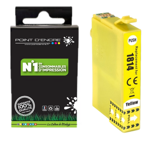 18XL - Pâquerette - JAUNE - Grande capacité de Marque Francaise POINT D'ENCRE Pour imprimante compatible EPSON (cee)