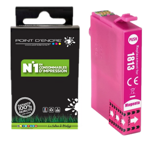 18XL - Pâquerette - MAGENTA - Grande capacité de Marque Francaise POINT D'ENCRE Pour imprimante compatible EPSON (cee)