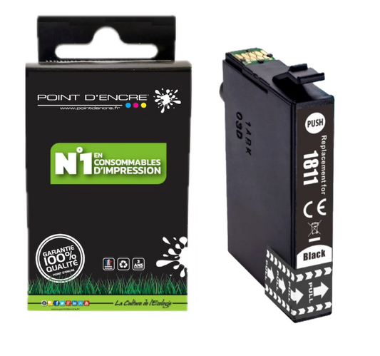 18XL - Pâquerette - NOIR - Grande capacité de Marque Francaise POINT D'ENCRE Pour imprimante compatible EPSON (cee)