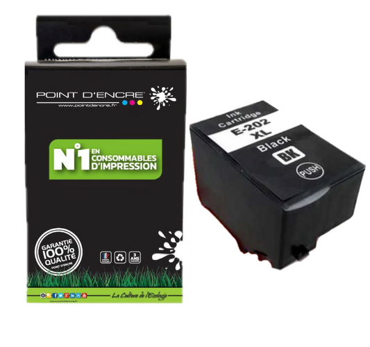 202XL - Kiwi - NOIR - Grande capacité de Marque Francaise POINT D'ENCRE C13T02G14010 / C13T02E14010 Pour imprimante compatible EPSON (eep)
