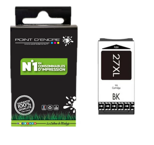 27XL - Réveil - NOIR - Grande capacité de Marque Francaise POINT D'ENCRE Pour imprimante compatible EPSON (cee)