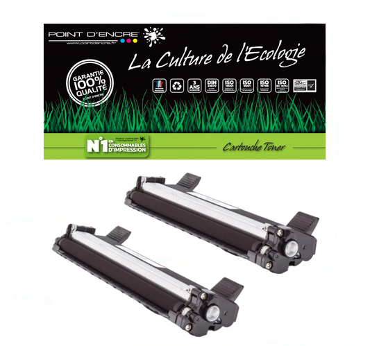 TN1050 - 2 X Noir - Cartouche d'encre Toner - Grande capacité Marque Francaise POINT D'ENCRE pour Imprimantes compatibles Brother (clp)