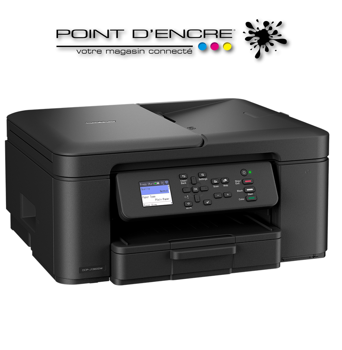 DCP-J1360DW Imprimante Brother jet d'encre multifonction 3-en-1 compacte sans fil. Eligible à notre ABONNEMENT infinite POINT D'ENCRE. imprimante Brother (ipb)