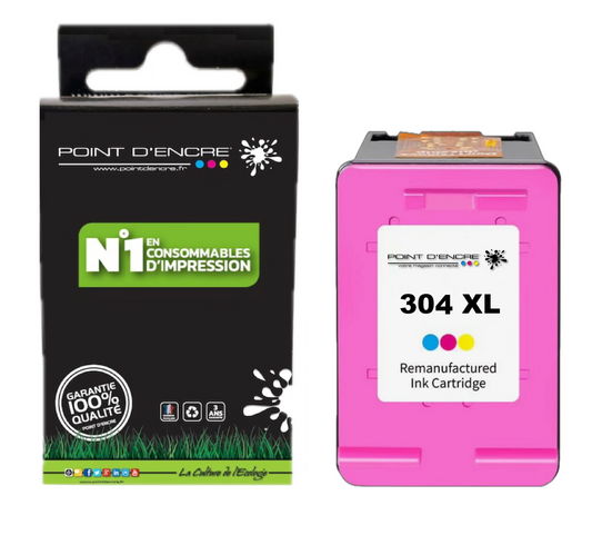 304XL / 304 - COULEUR - Grande capacité de Marque Francaise POINT D'ENCRE - Pour imprimante compatible HP (cehp)