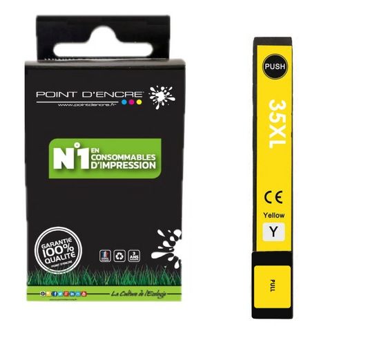 35XL - Cadenas - JAUNE - Grande capacité de Marque Francaise POINT D'ENCRE Pour imprimante compatible EPSON (cee) (Copie)