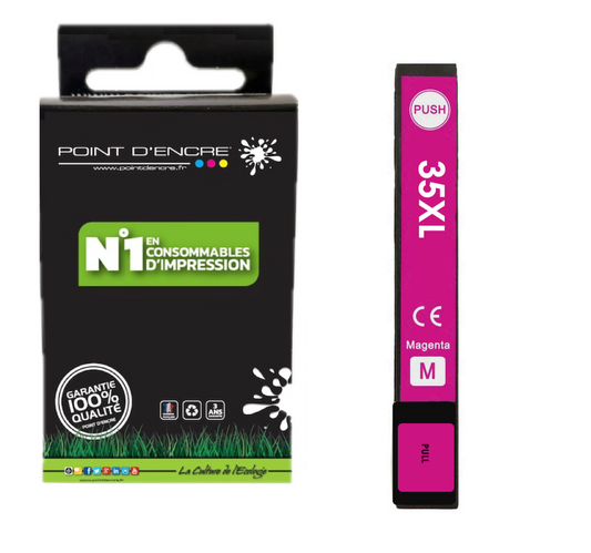 35XL - Cadenas - MAGENTA - Grande capacité de Marque Francaise POINT D'ENCRE Pour imprimante compatible EPSON (cee)