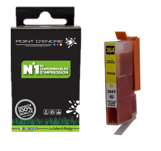 364XL - JAUNE - Grande capacité de Marque Francaise POINT D'ENCRE Pour imprimante compatible HP (cehp)