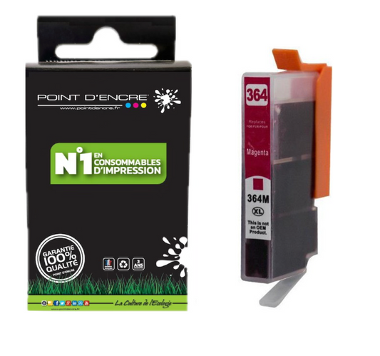 364XL - MAGENTA - Grande capacité de Marque Francaise POINT D'ENCRE Pour imprimante compatible HP (cehp)