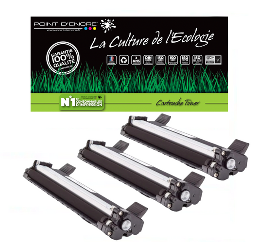 TN1050 - 3 X Noir - Cartouche d'encre Toner - Grande capacité Marque Francaise POINT D'ENCRE pour Imprimantes compatibles Brother (clp)