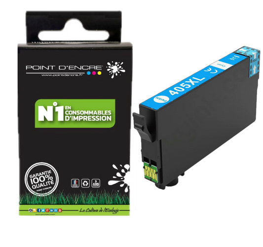 405XL - Valise - CYAN - Grande capacité de Marque Française POINT D'ENCRE Pour imprimante compatible EPSON (cee)