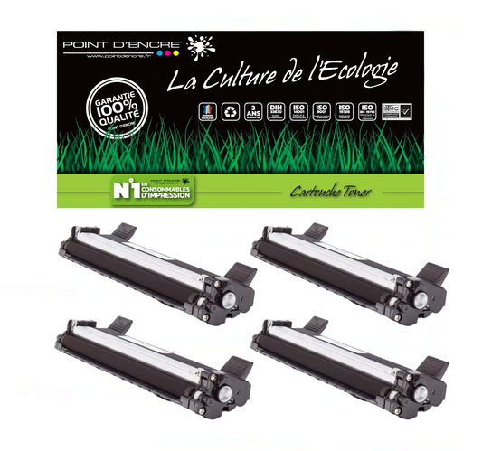 TN1050 - 4 X Noir - Cartouche d'encre Toner - Grande capacité Marque Francaise POINT D'ENCRE pour Imprimantes compatibles Brother (clp)