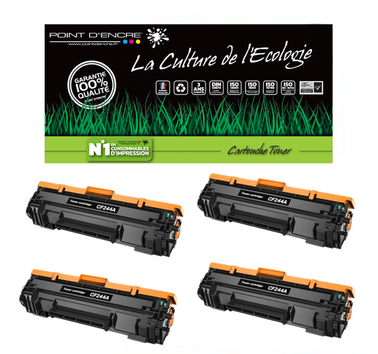 4 X CF244A/44A - Noir - Grande capacité Marque Francaise POINT D'ENCRE pour Imprimantes compatibles HP (clhp)