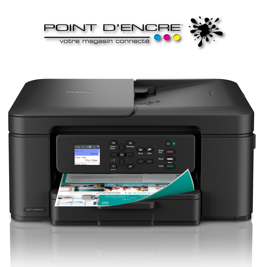 DCP-J1360DW Imprimante Brother jet d'encre multifonction 3-en-1 compacte sans fil. Eligible à notre ABONNEMENT infinite POINT D'ENCRE. imprimante Brother (ipb)