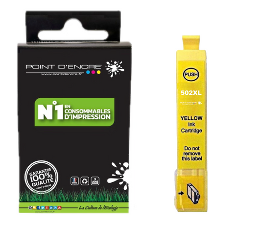 502XL - Jumelles - JAUNE - Grande capacité de Marque Française POINT D'ENCRE Pour imprimante compatible EPSON (cee)