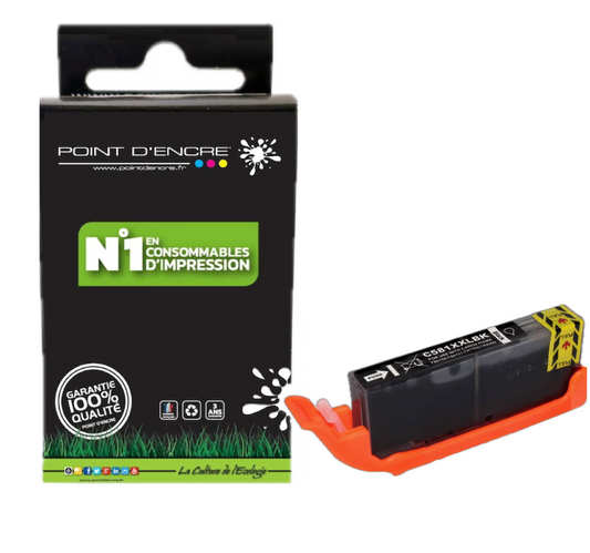CLI-581XXL - NOIR PHOTO - Grande capacité de Marque Française POINT D'ENCRE Pour imprimante compatible CANON (cec)