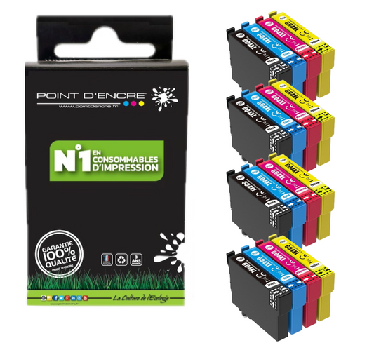604XL - Ananas - 4 X Pack de 4 Cartouches D'encre Noir/Cyan/Magenta/ Jaune - Grande capacité de Marque Francaise POINT D'ENCRE Pour imprimante compatible EPSON (cee)