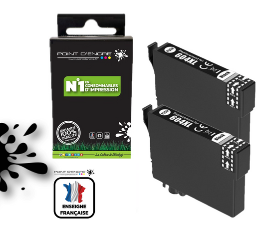 604XL - Ananas - 2 X NOIR - Grande capacité de Marque Francaise POINT D'ENCRE Pour imprimante compatible EPSON (cee)