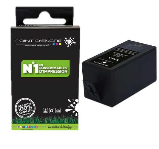 912XL - NOIR - Grande capacité de Marque Française POINT D'ENCRE Pour imprimante compatible HP (cehp)
