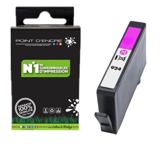 924 - MAGENTA - Grande capacité de Marque Française POINT D'ENCRE Pour imprimante compatible HP (cehp)