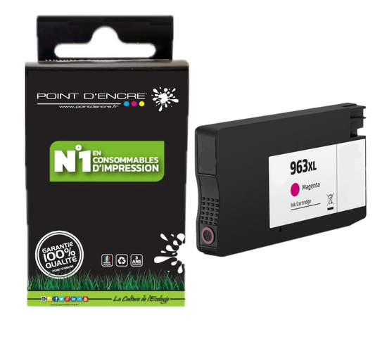 963XL - MAGENTA - Grande capacité de Marque Française POINT D'ENCRE Pour imprimante compatible HP (cehp)