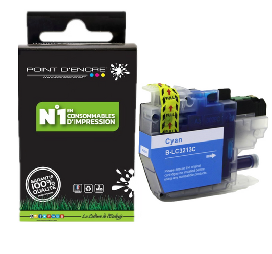 LC3213/LC3211XL - CYAN - Grande capacité de Marque Française POINT D'ENCRE Pour imprimante compatible BROTHER (ceb)