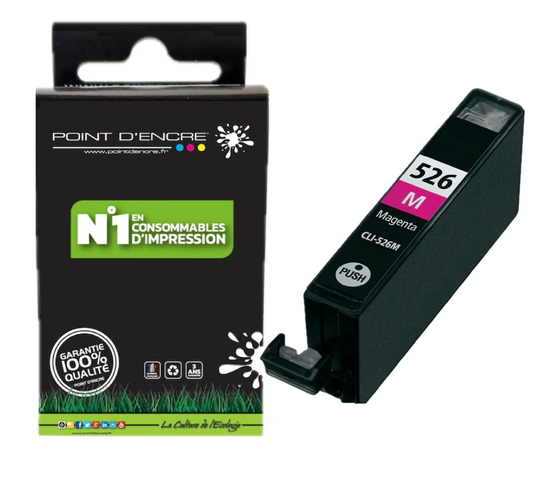 CLI-526 - MAGENTA - Grande capacité de Marque Française POINT D'ENCRE Pour imprimante compatible CANON (cec)