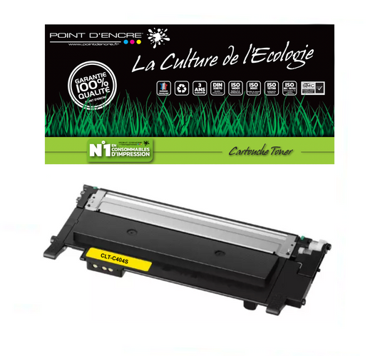 CLT-C404S - JAUNE - Grande capacité Marque Francaise POINT D'ENCRE - pour Imprimantes compatibles Samsung (clsa)