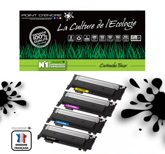 CLT-C404S - ABONNEMENT - NOIR / CYAN / MAGENAT / JAUNE - Grande capacité Marque Francaise POINT D'ENCRE - pour Imprimantes compatibles Samsung (clsa)