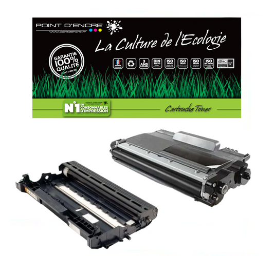DR2200 / DR450 / TN2220/TN2210/TN2010/TN450 - NOIR - Grande capacité Marque Francaise POINT D'ENCRE SU799A / SU810A pour Imprimantes compatibles Brother (clbr)