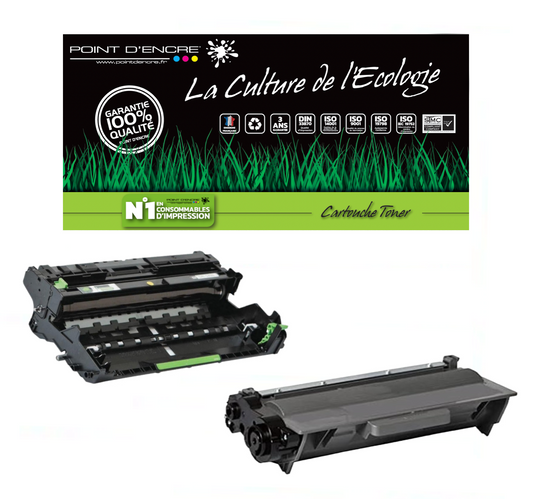 DR3400 (tambour) + TN3430 / TN3480 - NOIR - Grande capacité Marque Francaise POINT D'ENCRE pour Imprimantes compatibles Brother (clbr)