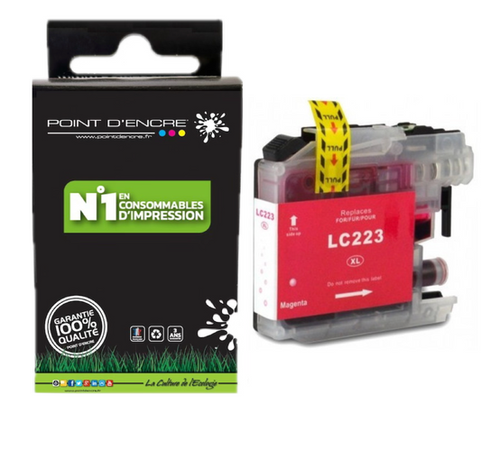 LC223XL/LC221XL - MAGENTA - Grande capacité de Marque Française POINT D'ENCRE Pour imprimante compatible BROTHER (ceb)