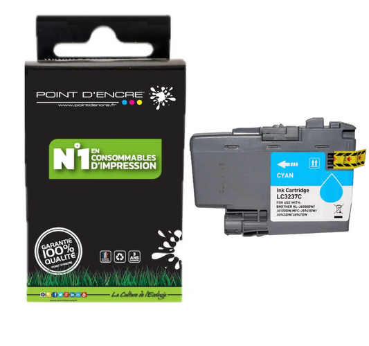 LC3237 - CYAN - Grande capacité de Marque Française POINT D'ENCRE Pour imprimante compatible BROTHER (ceb)