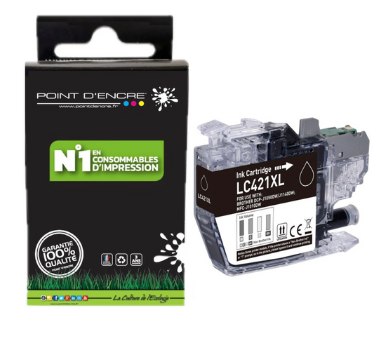 LC421XL - NOIR - Grande capacité de Marque Française POINT D'ENCRE Pour imprimante compatible BROTHER (ceb)