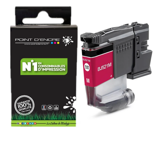 LC521 - MAGENTA - Grande capacité de Marque Française POINT D'ENCRE Pour imprimante compatible BROTHER (ceb)
