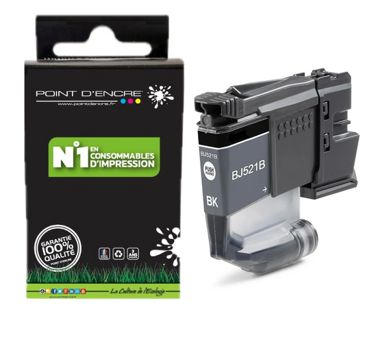 LC521 - NOIR - Grande capacité de Marque Française POINT D'ENCRE Pour imprimante compatible BROTHER (ceb)