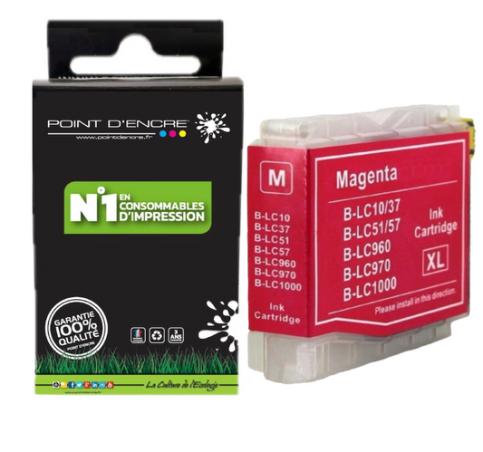 LC960 / LC970 / LC1000 - MAGENTA - Grande capacité de Marque Française POINT D'ENCRE Pour imprimante compatible BROTHER (ceb)