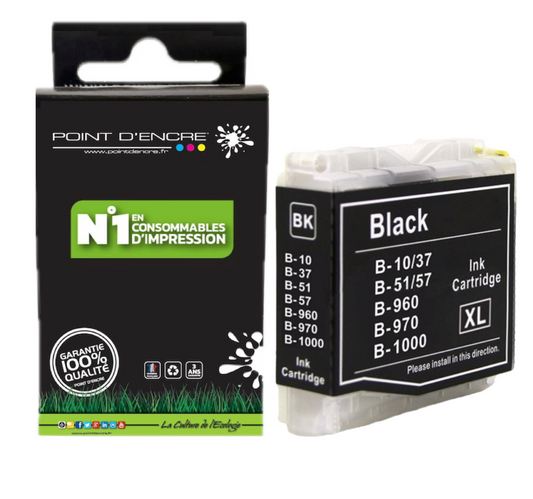 LC960 / LC970 / LC1000 - NOIR - Grande capacité de Marque Française POINT D'ENCRE Pour imprimante compatible BROTHER (ceb)