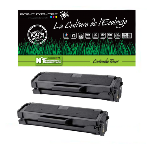 MLT-D111L / MLT-D111S - 2 X NOIR - Grande capacité Marque Francaise POINT D'ENCRE SU799A / SU810A pour Imprimantes compatibles HP (clsa)