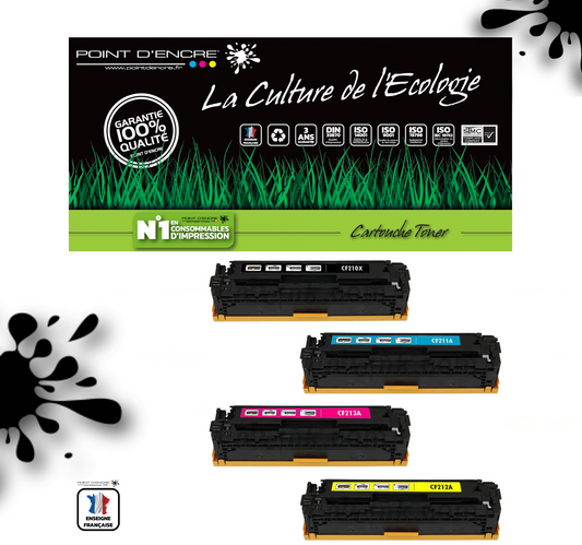 CF210X / 131X - ABONNEMENT - NOIR / CYAN / MAGENTA / JAUNE - Grande capacité Marque Francaise POINT D'ENCRE pour Imprimantes compatibles HP (clhp) (Copie)