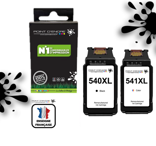 PG-540XL - CL-541XL - ABONNEMENT- NOIR / COULEUR - 5222B005 / PG-540XL - 5226B005 / CL-541XL - Grande capacité de Marque Française POINT D'ENCRE - Pour imprimante compatible CANON (cec)
