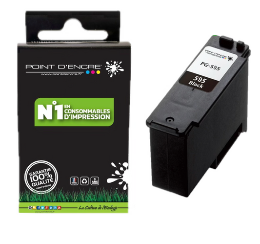 PG-595XL - NOIR - Grande capacité de Marque Française POINT D'ENCRE - Pour imprimante compatible CANON (cec)
