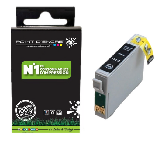 T0711 / T0891 - Guépard - NOIR - Grande capacité de Marque Française POINT D'ENCRE Pour imprimante compatible EPSON (cee)