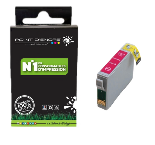 T0713 / T0893 - Guépard - MAGENTA - Grande capacité de Marque Française POINT D'ENCRE Pour imprimante compatible EPSON (cee)