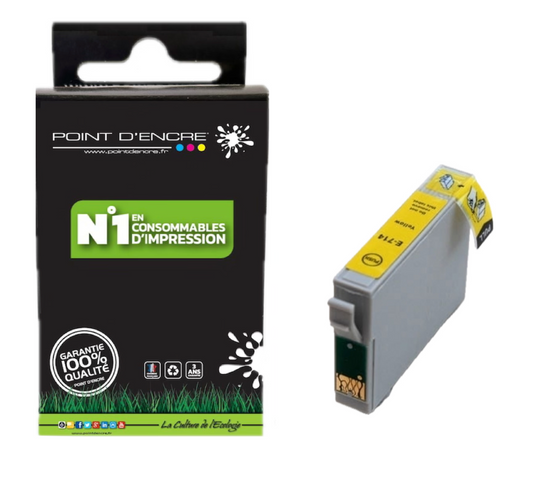 T0714 / T0894 - Guépard - JAUNE - Grande capacité de Marque Française POINT D'ENCRE Pour imprimante compatible EPSON (cee)