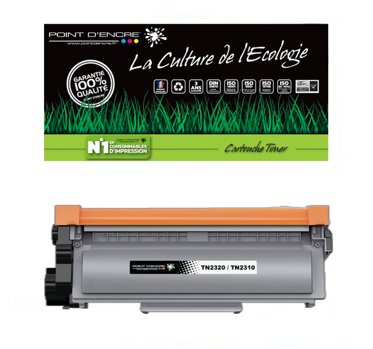 TN2320/TN2310/ - Noir - Grande capacité Marque Francaise POINT D'ENCRE/ DR2300 pour Imprimantes compatibles Brother (clp)